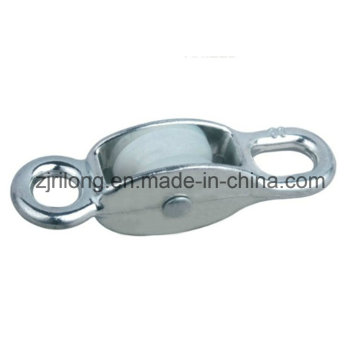 Two Hook Zinc Alloy Pulley with One Single Nylon Wheel